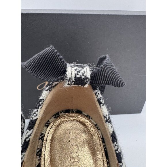 J. Crew Houndstooth Pumps Size 9 Made In Italy Ankle Wrap Bow Ribbon Heels Shoes - Picture 7 of 16